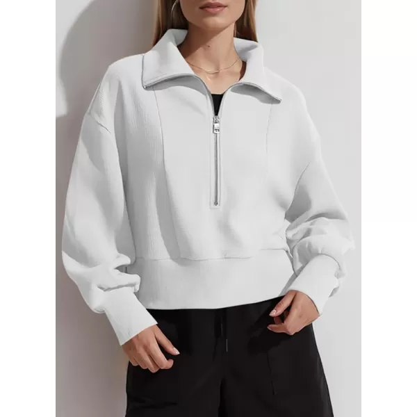 Dokotoo Women's Casual Half Zip Sweatshirts Long Sleeve Solid Color Cropped Pullover Jackets Coats
