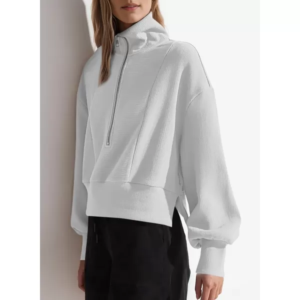 Dokotoo Women's Casual Half Zip Sweatshirts Long Sleeve Solid Color Cropped Pullover Jackets Coats