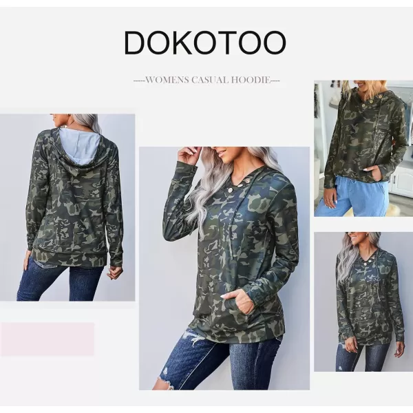 Dokotoo Women's Casual Long Sleeve Hoodies Sweatshirts Drawstring Pullover Tunic Tops With Pockets