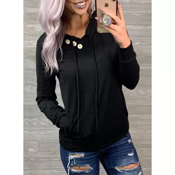 Dokotoo Women's Casual Long Sleeve Hoodies Sweatshirts Drawstring Pullover Tunic Tops With Pockets