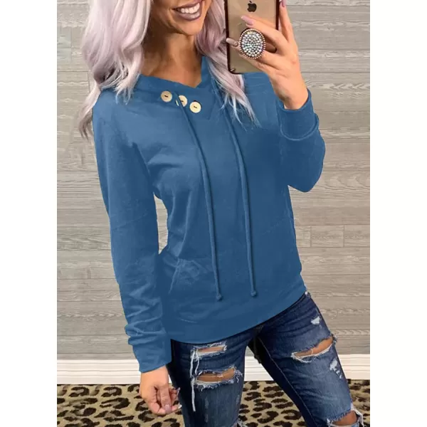 Dokotoo Women's Casual Long Sleeve Hoodies Sweatshirts Drawstring Pullover Tunic Tops With Pockets