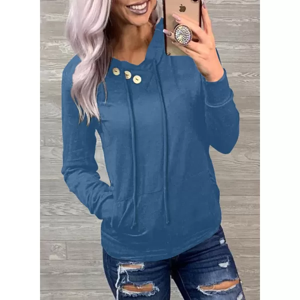Dokotoo Women's Casual Long Sleeve Hoodies Sweatshirts Drawstring Pullover Tunic Tops With Pockets