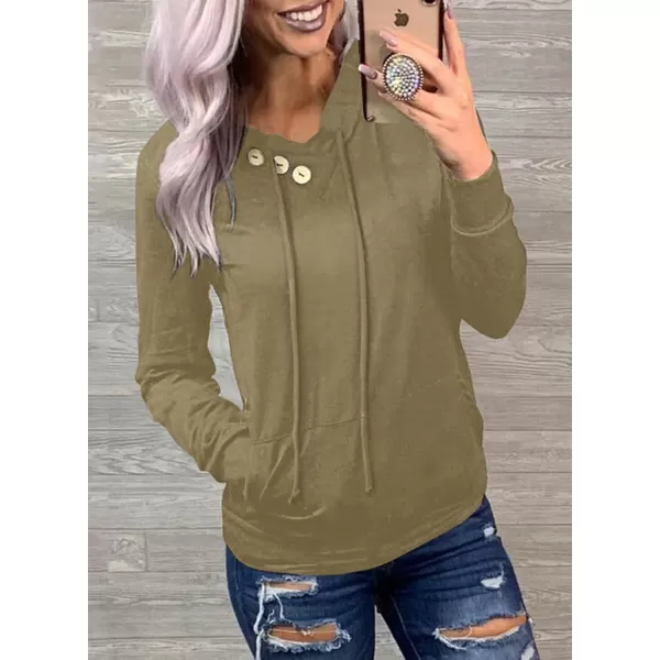 Dokotoo Women's Casual Long Sleeve Hoodies Sweatshirts Drawstring Pullover Tunic Tops With Pockets
