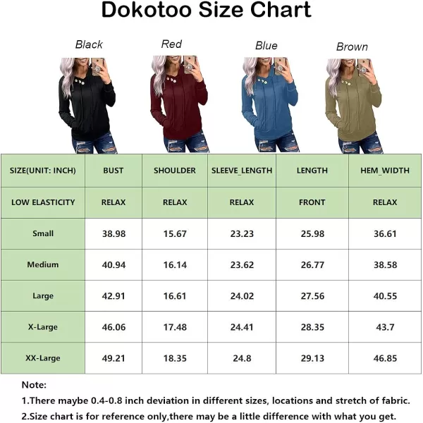 Dokotoo Women's Casual Long Sleeve Hoodies Sweatshirts Drawstring Pullover Tunic Tops With Pockets