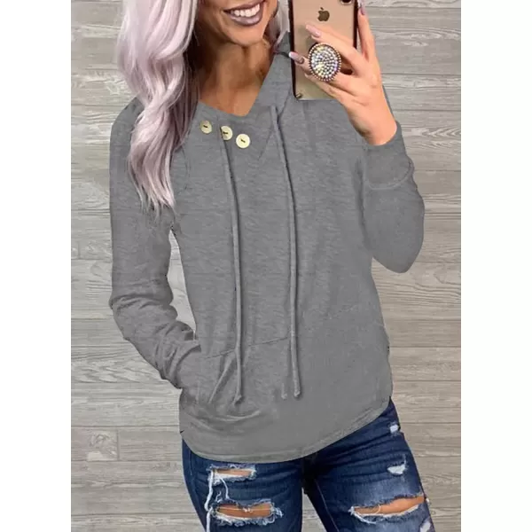 Dokotoo Women's Casual Long Sleeve Hoodies Sweatshirts Drawstring Pullover Tunic Tops With Pockets