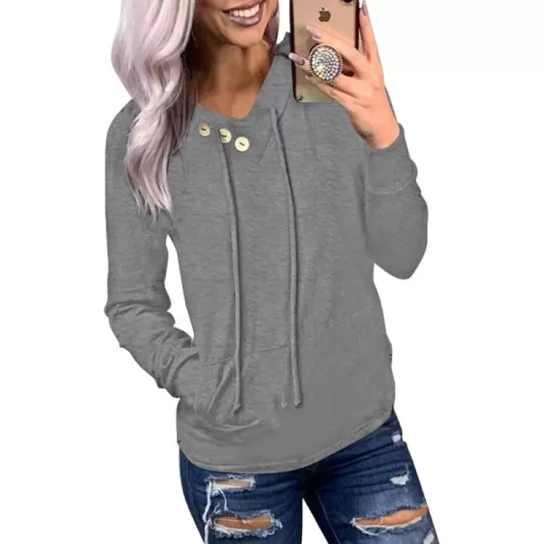 Dokotoo Women's Casual Long Sleeve Hoodies Sweatshirts Drawstring Pullover Tunic Tops With Pockets