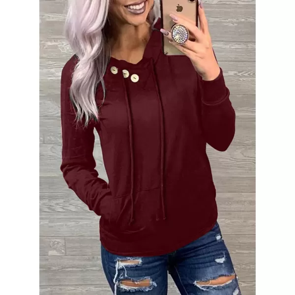 Dokotoo Women's Casual Long Sleeve Hoodies Sweatshirts Drawstring Pullover Tunic Tops With Pockets