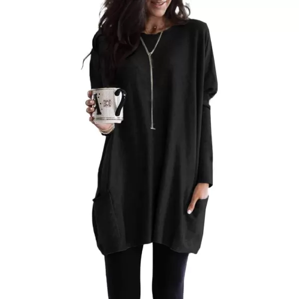 Dokotoo Womens Casual Long Sleeve Shirts Lightweight Sweatshirts Fashion Tunic Tops with Pockets
