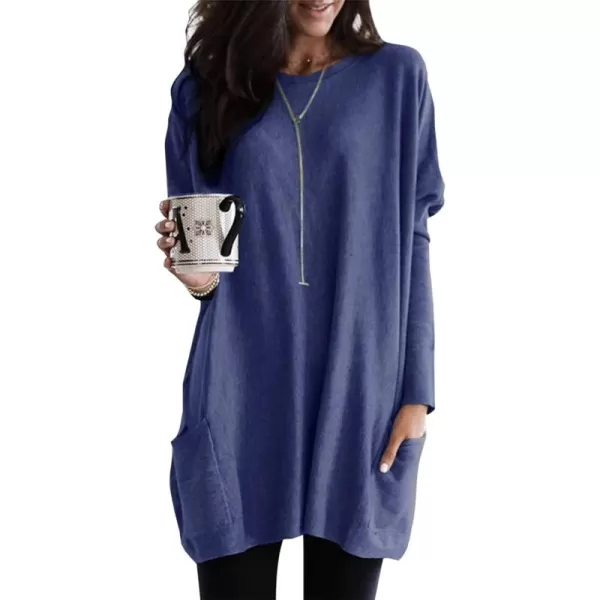 Dokotoo Womens Casual Long Sleeve Shirts Lightweight Sweatshirts Fashion Tunic Tops with Pockets
