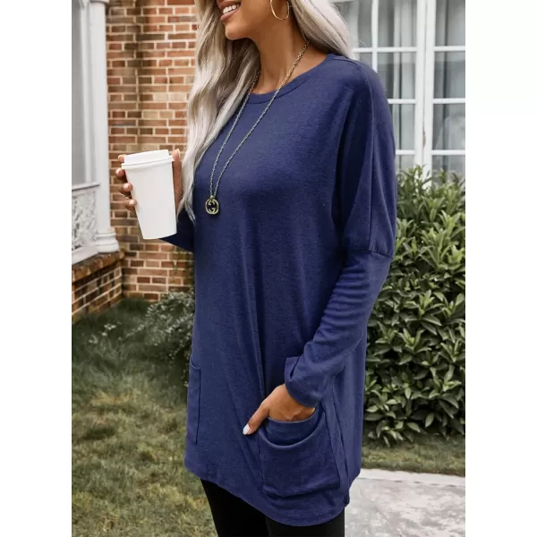 Dokotoo Womens Casual Long Sleeve Shirts Lightweight Sweatshirts Fashion Tunic Tops with Pockets