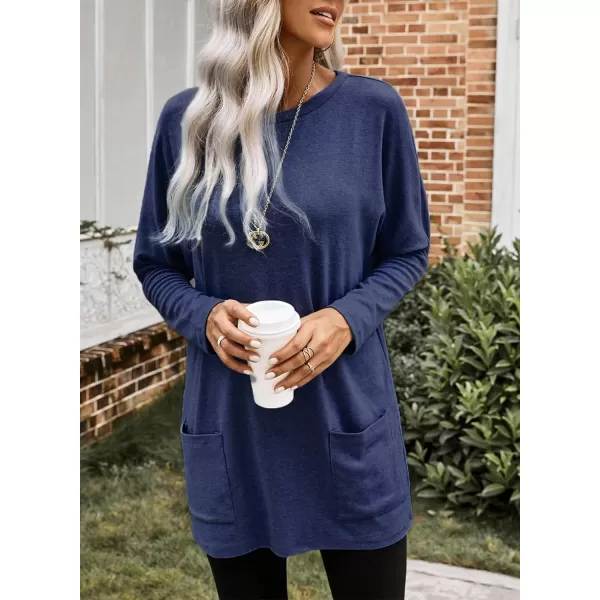 Dokotoo Womens Casual Long Sleeve Shirts Lightweight Sweatshirts Fashion Tunic Tops with Pockets