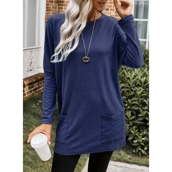 Dokotoo Womens Casual Long Sleeve Shirts Lightweight Sweatshirts Fashion Tunic Tops with Pockets