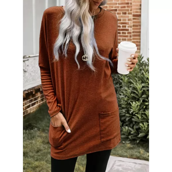 Dokotoo Womens Casual Long Sleeve Shirts Lightweight Sweatshirts Fashion Tunic Tops with Pockets