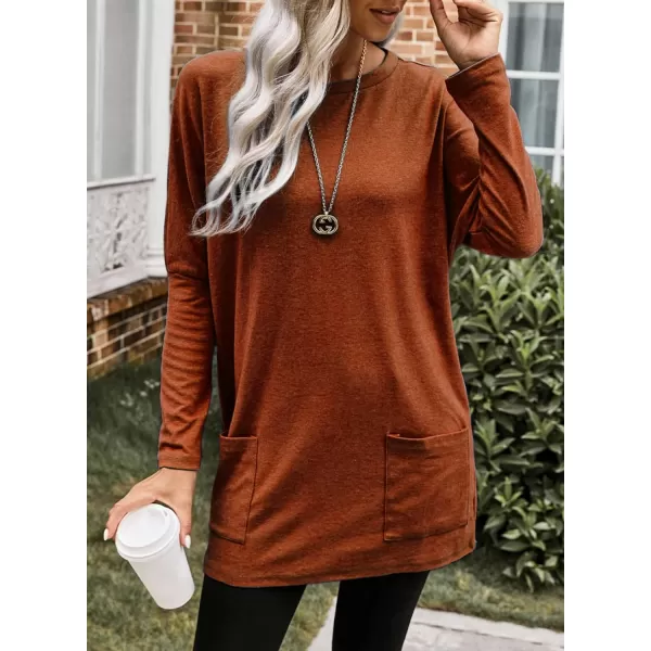 Dokotoo Womens Casual Long Sleeve Shirts Lightweight Sweatshirts Fashion Tunic Tops with Pockets