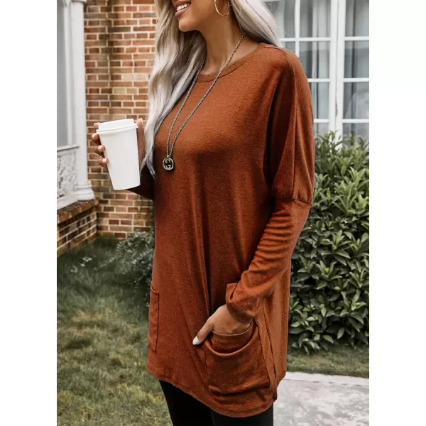 Dokotoo Womens Casual Long Sleeve Shirts Lightweight Sweatshirts Fashion Tunic Tops with Pockets