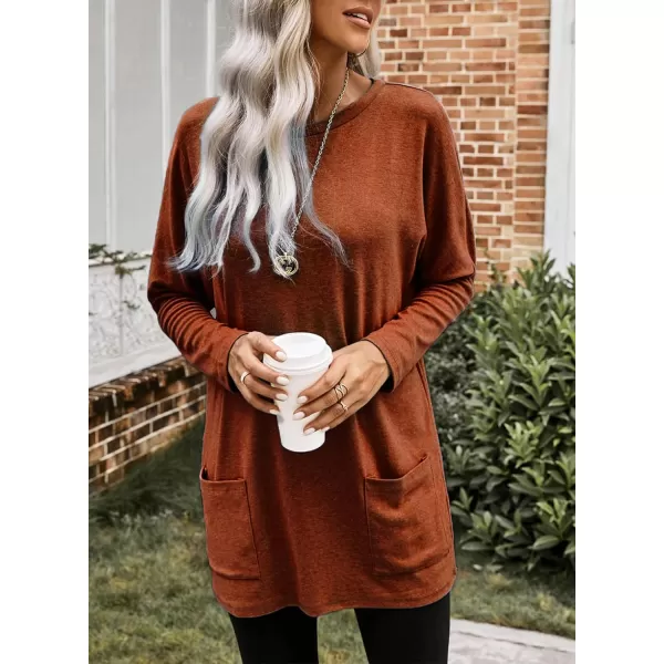 Dokotoo Womens Casual Long Sleeve Shirts Lightweight Sweatshirts Fashion Tunic Tops with Pockets