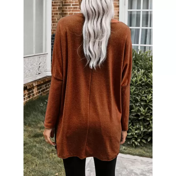 Dokotoo Womens Casual Long Sleeve Shirts Lightweight Sweatshirts Fashion Tunic Tops with Pockets