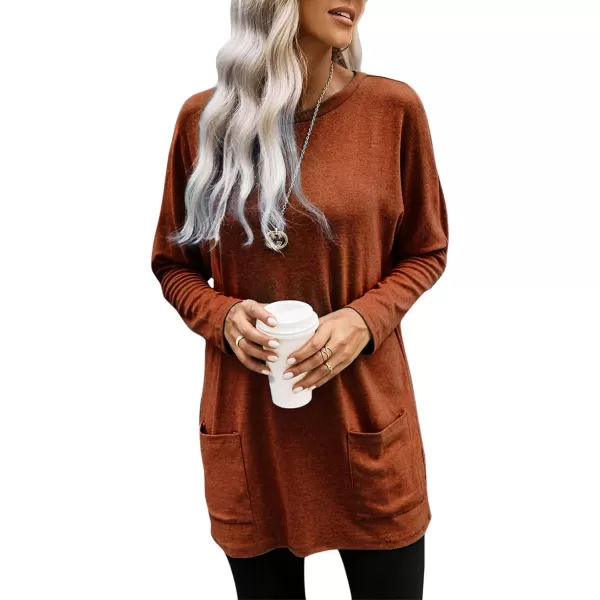 Dokotoo Womens Casual Long Sleeve Shirts Lightweight Sweatshirts Fashion Tunic Tops with Pockets