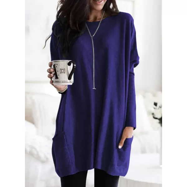 Dokotoo Womens Casual Long Sleeve Shirts Lightweight Sweatshirts Fashion Tunic Tops with Pockets