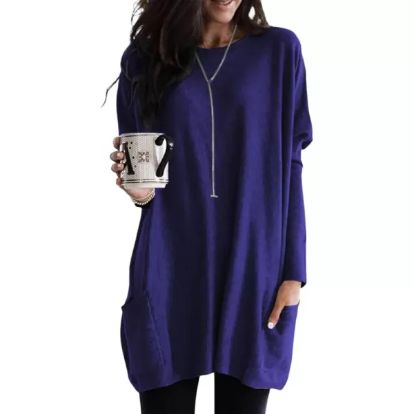 Dokotoo Womens Casual Long Sleeve Shirts Lightweight Sweatshirts Fashion Tunic Tops with Pockets