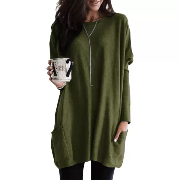 Dokotoo Womens Casual Long Sleeve Shirts Lightweight Sweatshirts Fashion Tunic Tops with Pockets