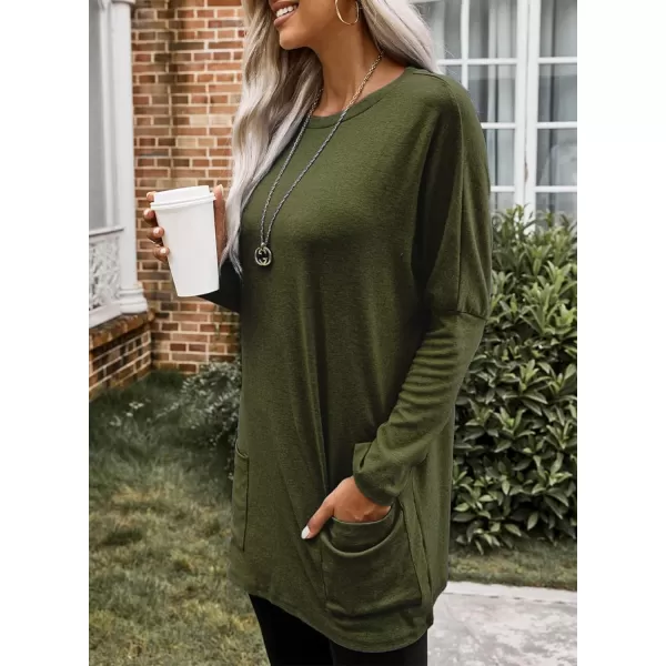 Dokotoo Womens Casual Long Sleeve Shirts Lightweight Sweatshirts Fashion Tunic Tops with Pockets