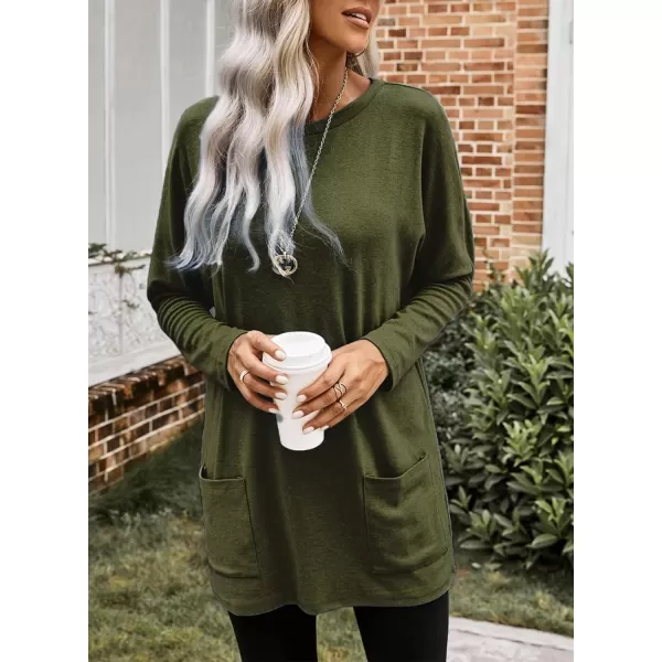 Dokotoo Womens Casual Long Sleeve Shirts Lightweight Sweatshirts Fashion Tunic Tops with Pockets