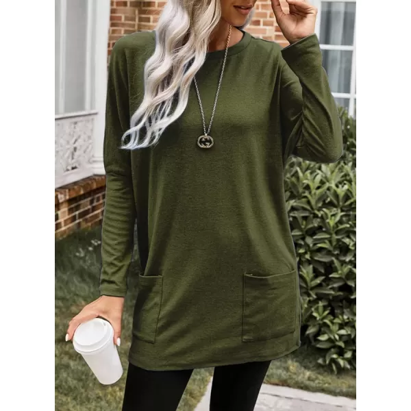 Dokotoo Womens Casual Long Sleeve Shirts Lightweight Sweatshirts Fashion Tunic Tops with Pockets