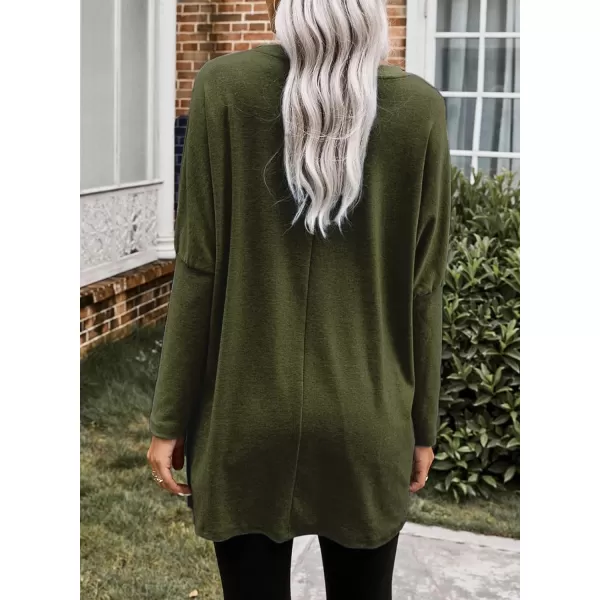 Dokotoo Womens Casual Long Sleeve Shirts Lightweight Sweatshirts Fashion Tunic Tops with Pockets