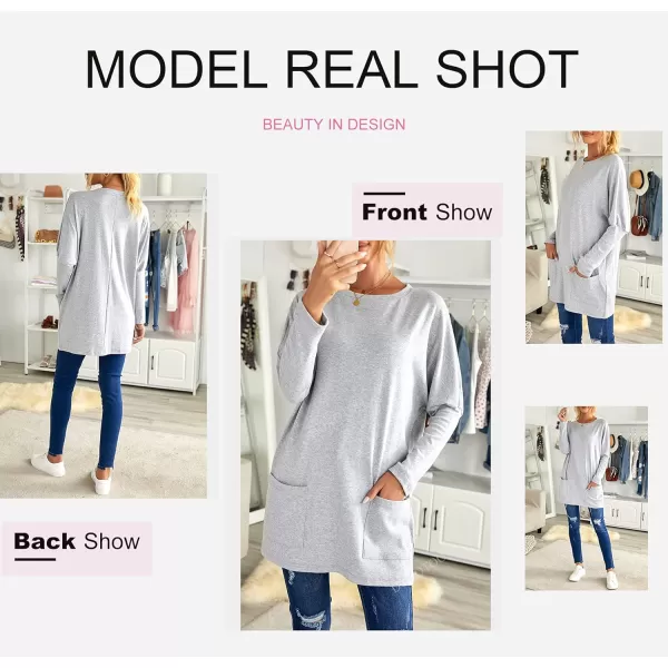 Dokotoo Womens Casual Long Sleeve Shirts Lightweight Sweatshirts Fashion Tunic Tops with Pockets