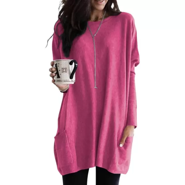 Dokotoo Womens Casual Long Sleeve Shirts Lightweight Sweatshirts Fashion Tunic Tops with Pockets