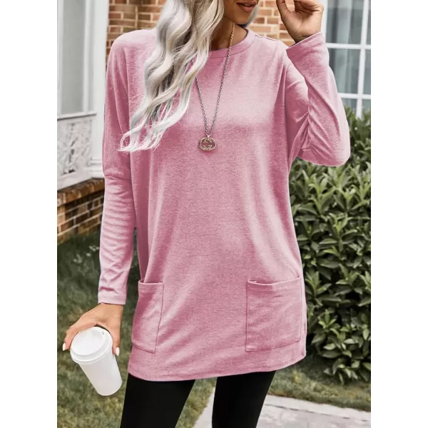 Dokotoo Womens Casual Long Sleeve Shirts Lightweight Sweatshirts Fashion Tunic Tops with Pockets