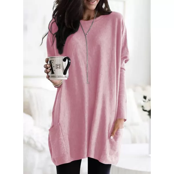 Dokotoo Womens Casual Long Sleeve Shirts Lightweight Sweatshirts Fashion Tunic Tops with Pockets