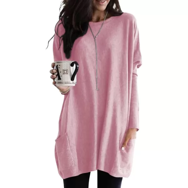 Dokotoo Womens Casual Long Sleeve Shirts Lightweight Sweatshirts Fashion Tunic Tops with Pockets