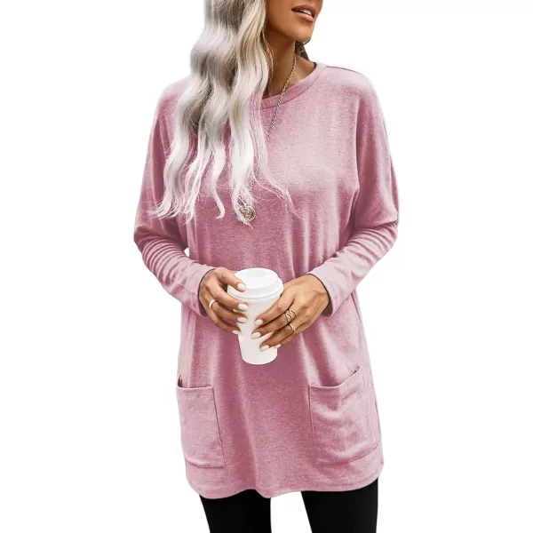 Dokotoo Womens Casual Long Sleeve Shirts Lightweight Sweatshirts Fashion Tunic Tops with Pockets