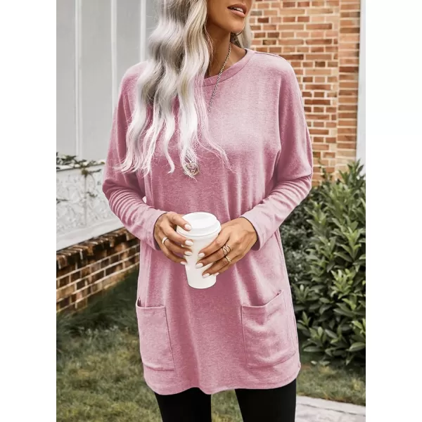 Dokotoo Womens Casual Long Sleeve Shirts Lightweight Sweatshirts Fashion Tunic Tops with Pockets