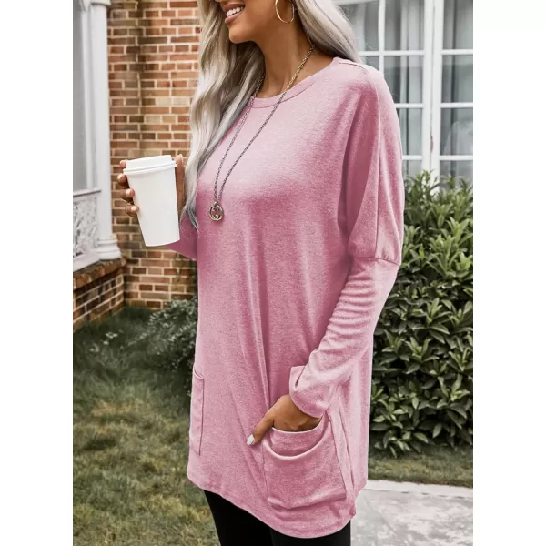 Dokotoo Womens Casual Long Sleeve Shirts Lightweight Sweatshirts Fashion Tunic Tops with Pockets