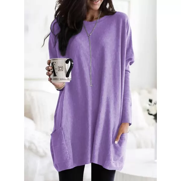 Dokotoo Womens Casual Long Sleeve Shirts Lightweight Sweatshirts Fashion Tunic Tops with Pockets