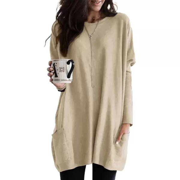 Dokotoo Womens Casual Long Sleeve Shirts Lightweight Sweatshirts Fashion Tunic Tops with Pockets