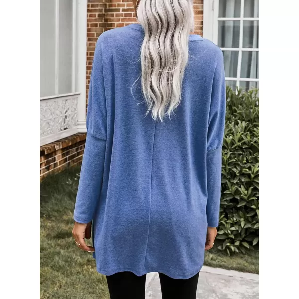 Dokotoo Womens Casual Long Sleeve Shirts Lightweight Sweatshirts Fashion Tunic Tops with Pockets