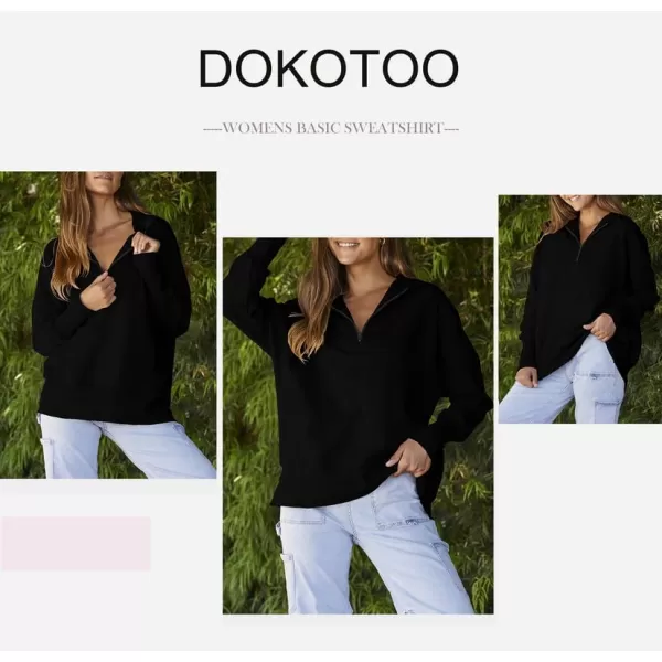 Dokotoo Women's Casual Oversized Half Zip Sweatshirts Long Sleeve Solid Color Pullover Jackets with Pockets