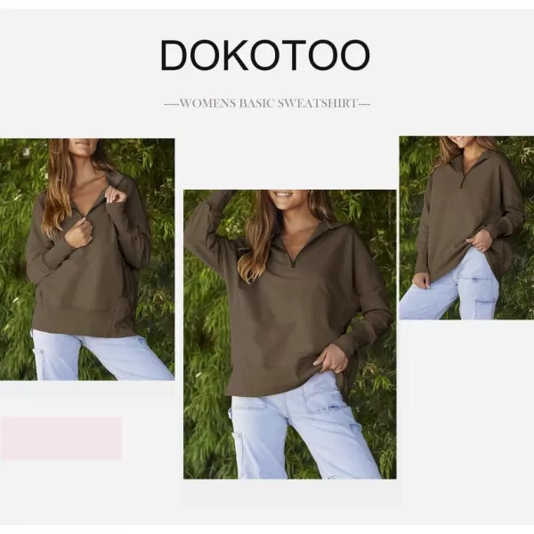 Dokotoo Women's Casual Oversized Half Zip Sweatshirts Long Sleeve Solid Color Pullover Jackets with Pockets
