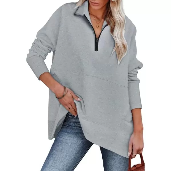 Dokotoo Women's Casual Oversized Half Zip Sweatshirts Long Sleeve Solid Color Pullover Jackets with Pockets