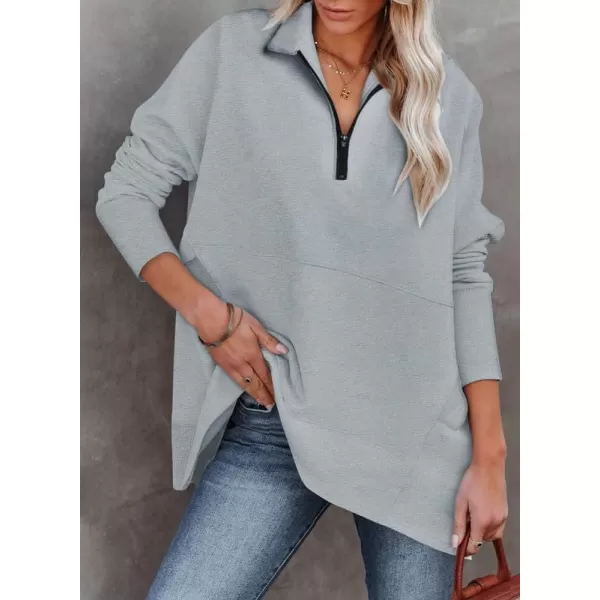 Dokotoo Women's Casual Oversized Half Zip Sweatshirts Long Sleeve Solid Color Pullover Jackets with Pockets