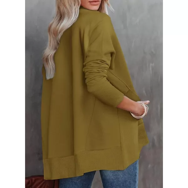 Dokotoo Women's Casual Oversized Half Zip Sweatshirts Long Sleeve Solid Color Pullover Jackets with Pockets