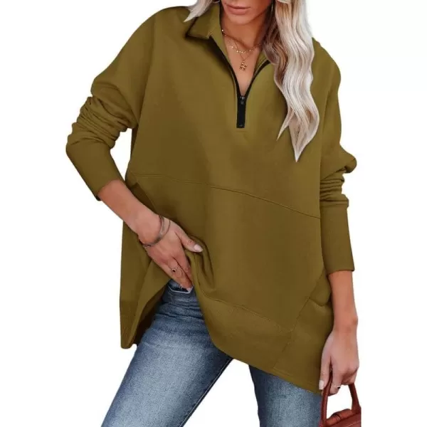 Dokotoo Women's Casual Oversized Half Zip Sweatshirts Long Sleeve Solid Color Pullover Jackets with Pockets
