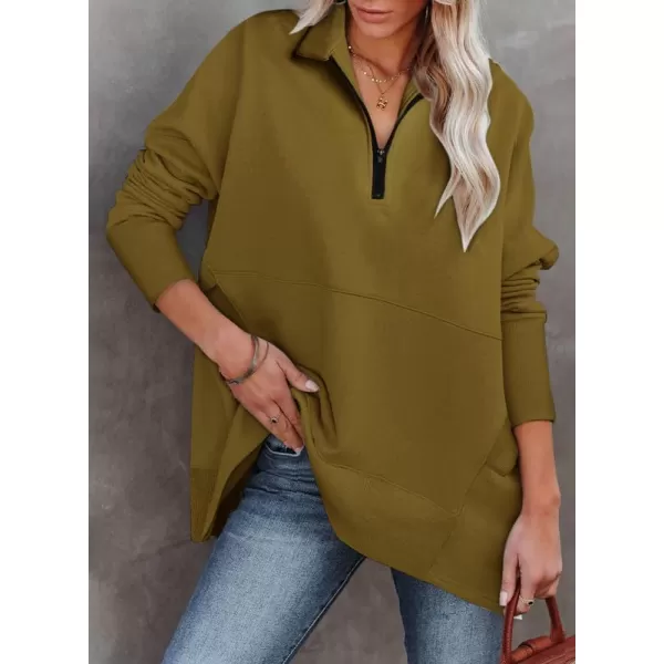 Dokotoo Women's Casual Oversized Half Zip Sweatshirts Long Sleeve Solid Color Pullover Jackets with Pockets