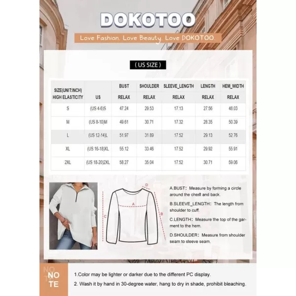 Dokotoo Women's Casual Oversized Half Zip Sweatshirts Long Sleeve Solid Color Pullover Jackets with Pockets