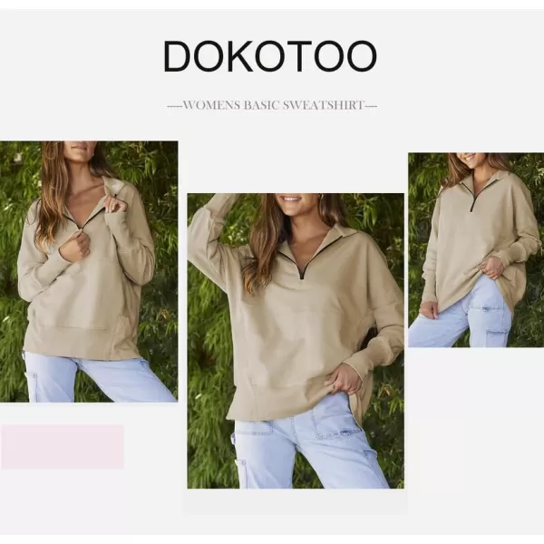 Dokotoo Women's Casual Oversized Half Zip Sweatshirts Long Sleeve Solid Color Pullover Jackets with Pockets