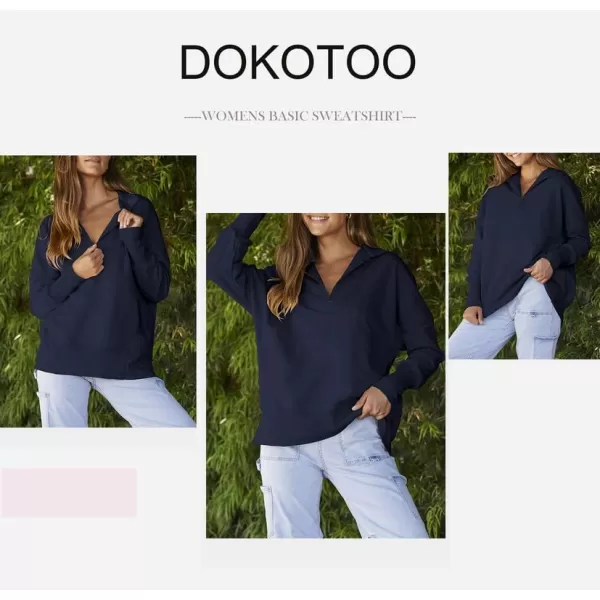 Dokotoo Women's Casual Oversized Half Zip Sweatshirts Long Sleeve Solid Color Pullover Jackets with Pockets